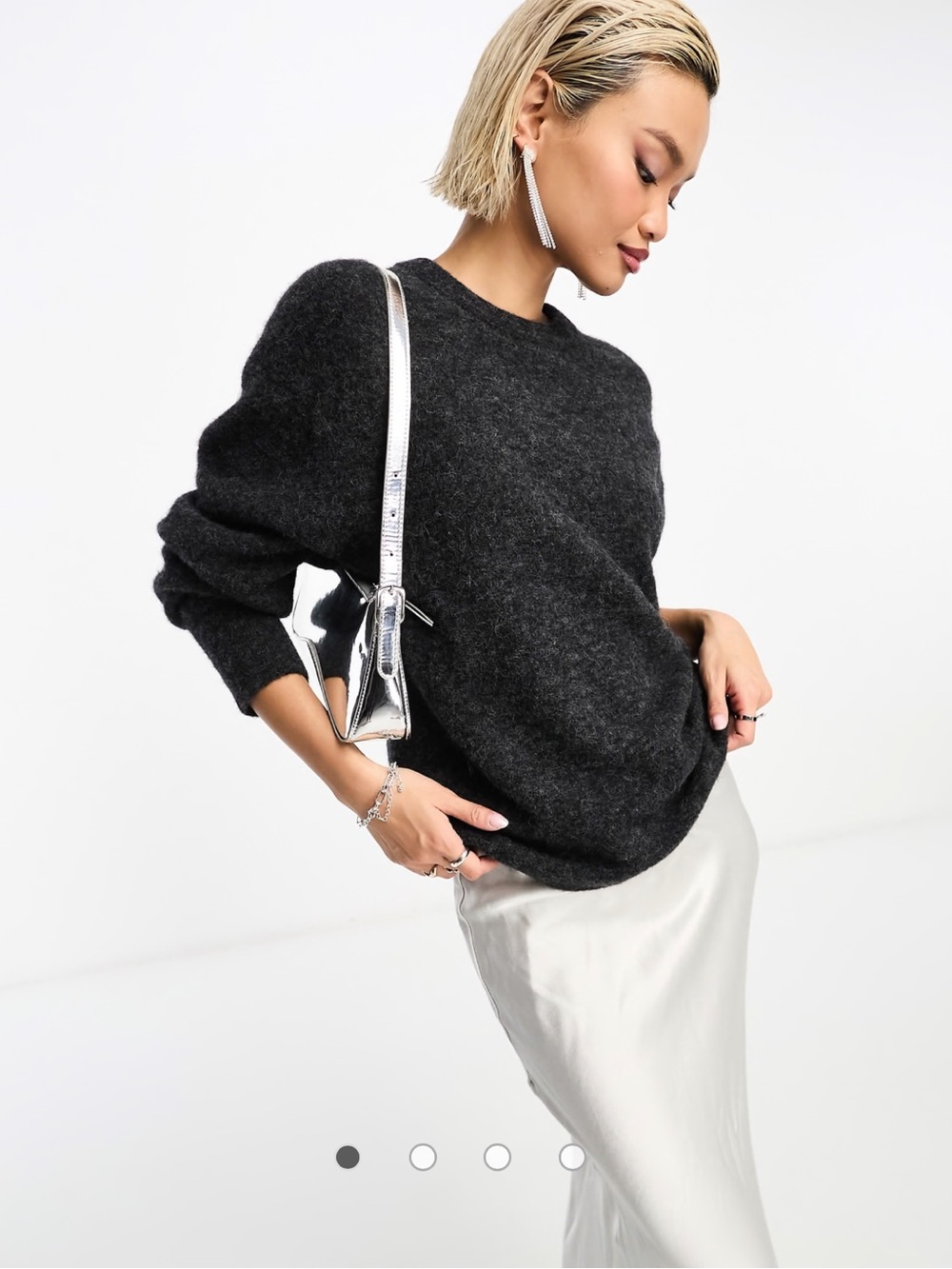 & Other Stories alpaca wool relaxed jumper in dark grey melange